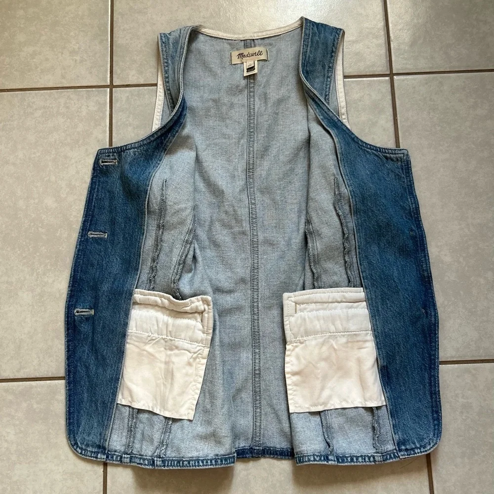 Madewell Women's Denim Scoop Neck Vest in Edmonson Wash 2 / S - Picture 11 of 12